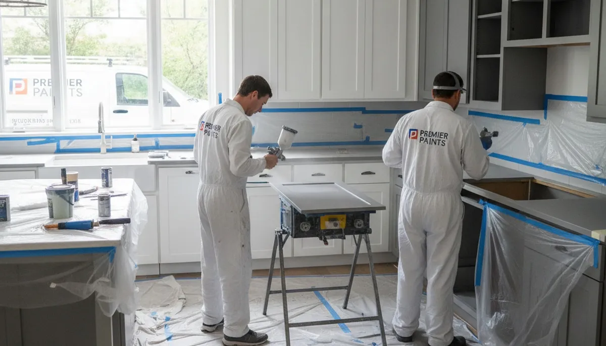 Professional cabinet painting in Long Beach CA kitchen with modern durable finishes