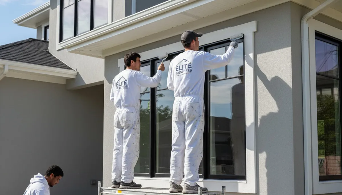 Professional trim and fascia painting on coastal home in Long Beach, CA by expert house painters